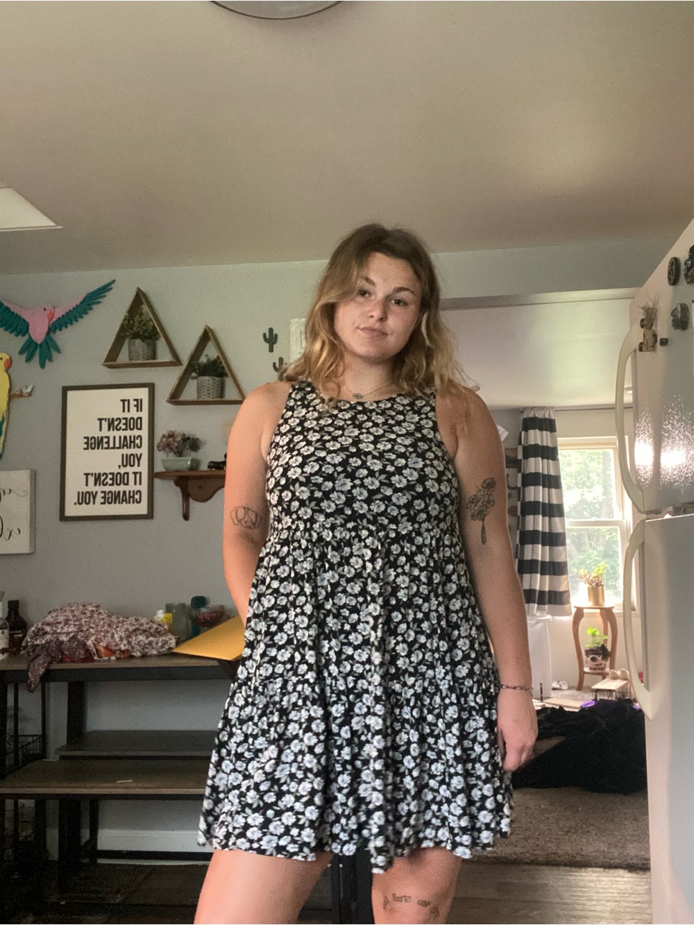 American Eagle Outfitters Black Floral Sleeveless Sundress